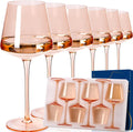 Light Pink Wine Glasses Set of 6 18oz Blush Pink Wine Glassware