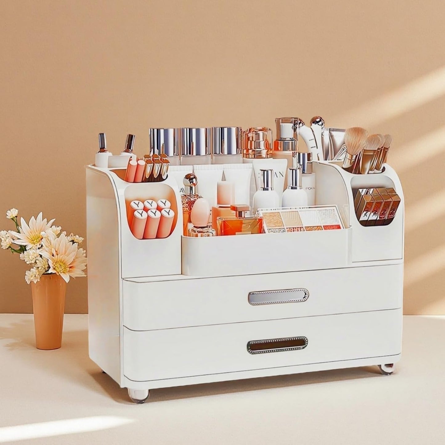 Makeup Organizer with Drawers for Vanity and Bathroom Countertop