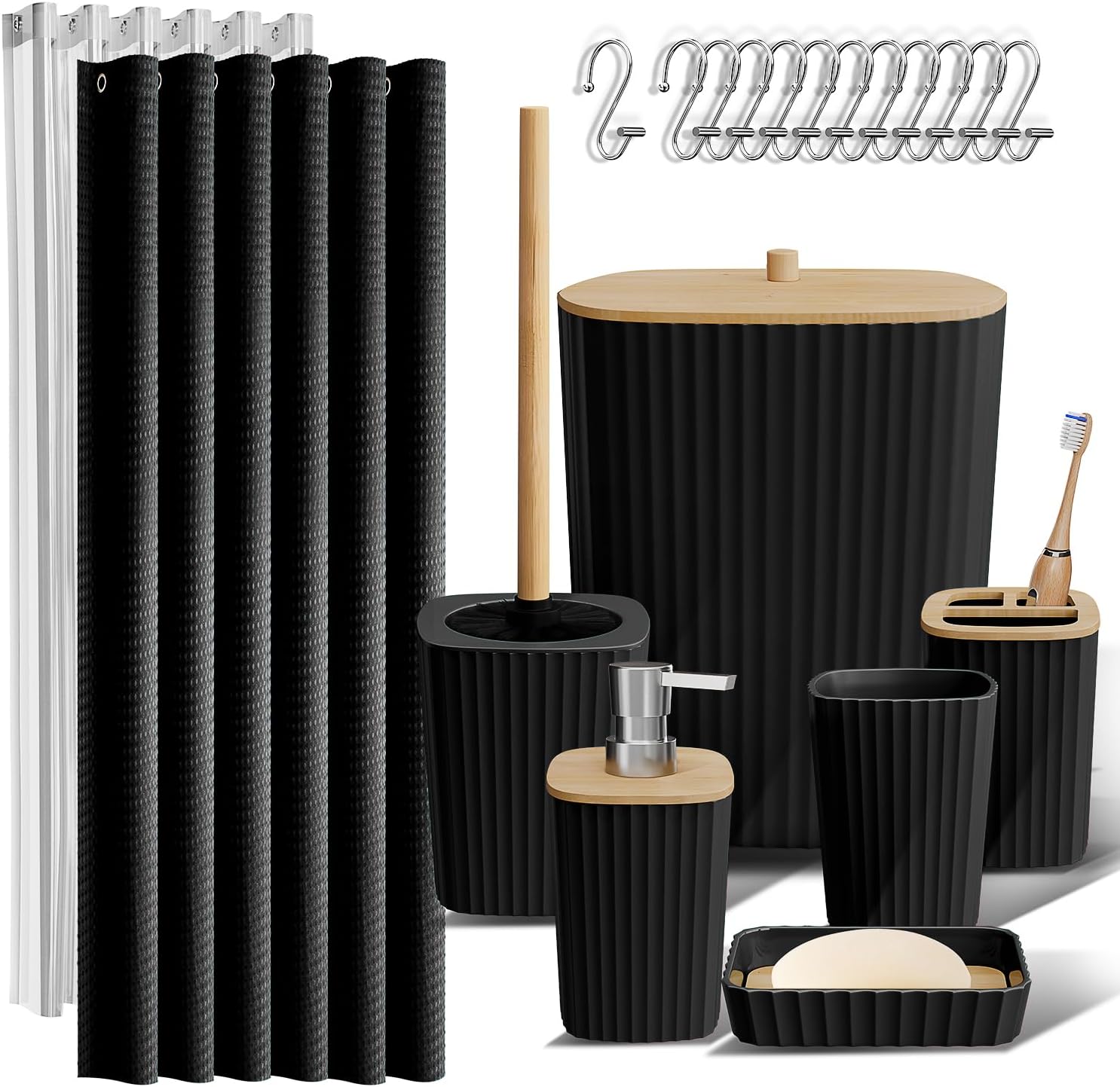 Clara Clark 20PC Black Bathroom Set - Complete Bathroom Upgrade