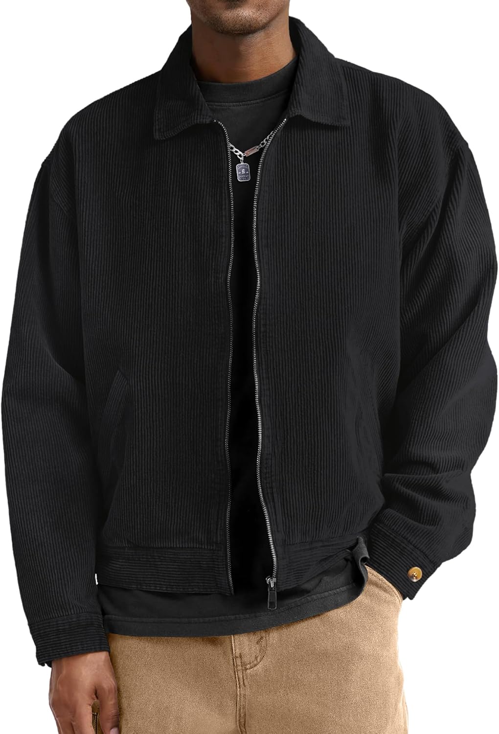 Comdecevis Men's Corduroy Bomber Jacket for Stylish Comfort