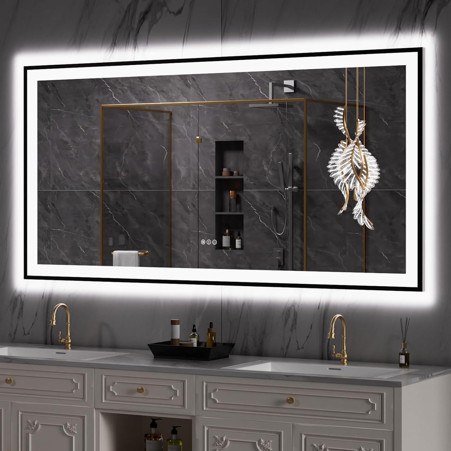 Dimmable LED Bathroom Mirror with Anti-Fog and Memory Function