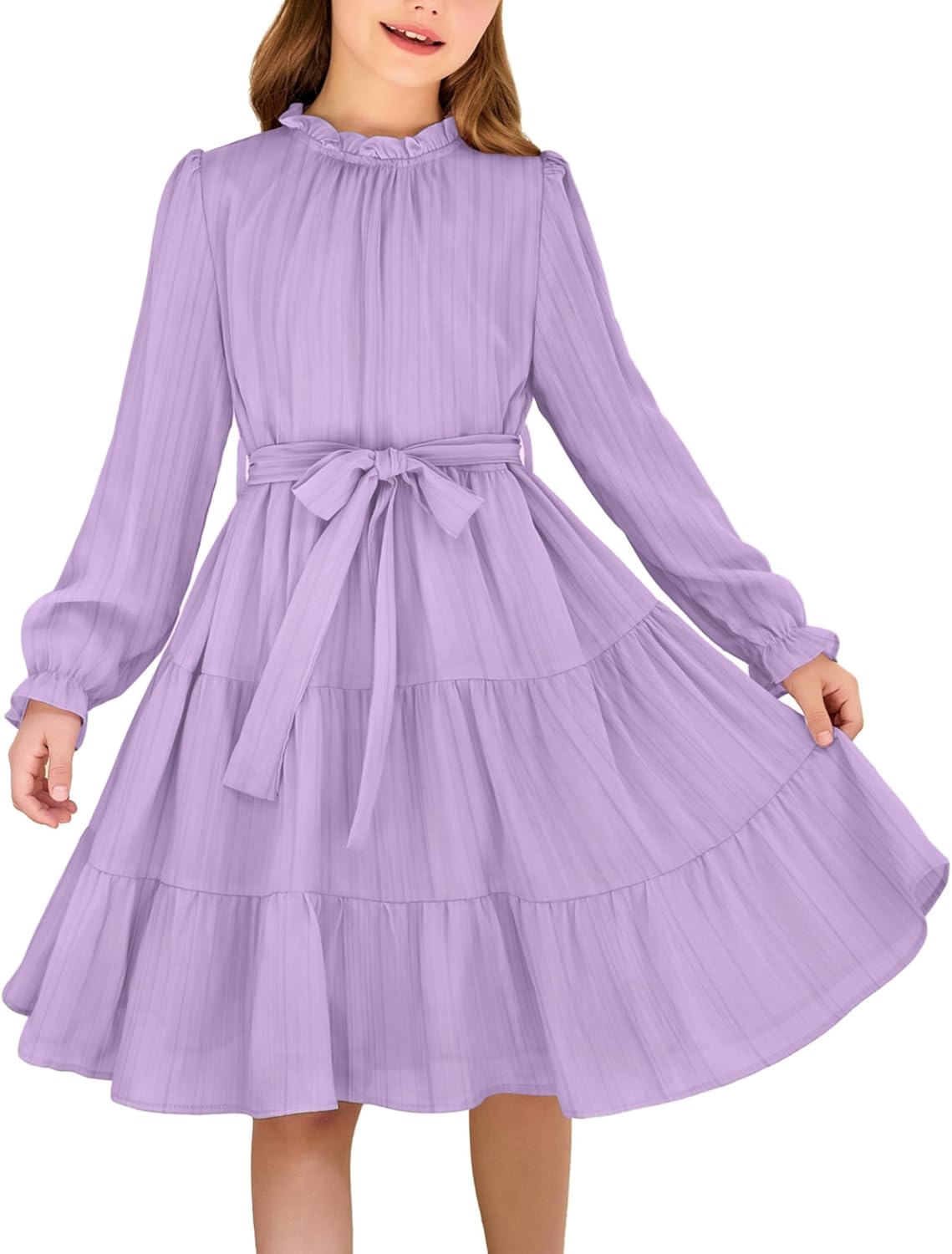Arshiner Girls Long Sleeve Dress for Fall Formal Parties