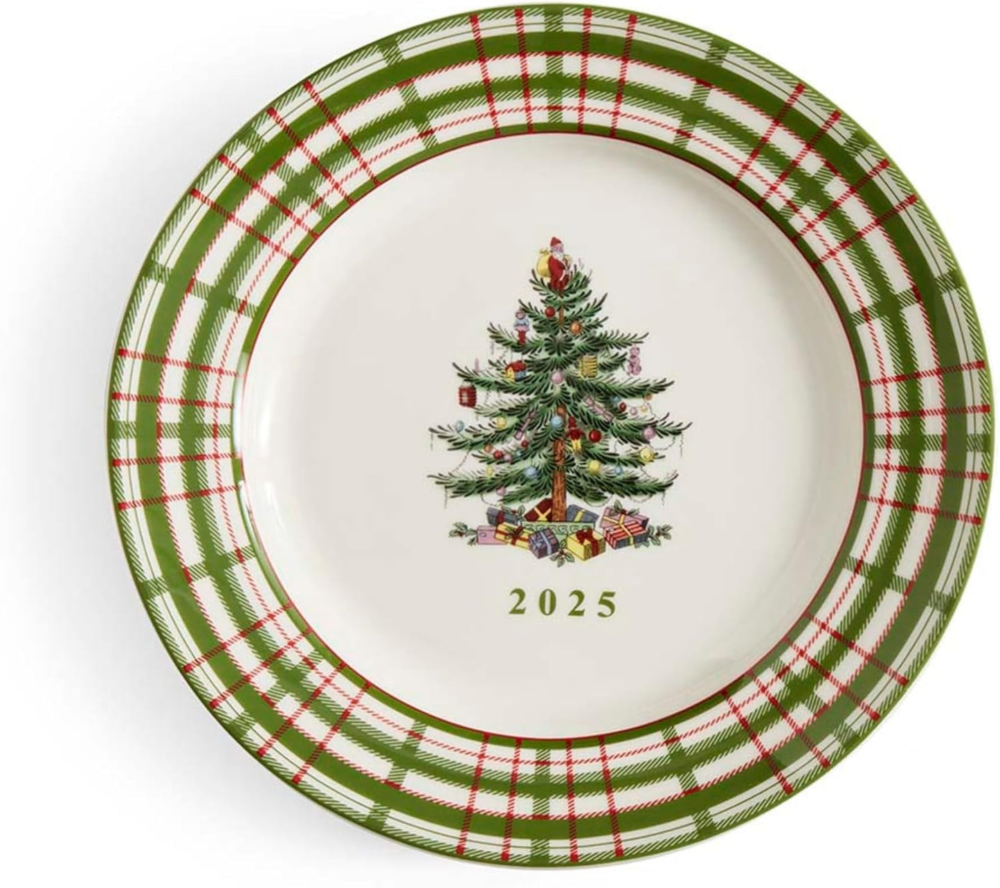 Spode Annual 2025 Collector Plate with Red & Green Plaid Design
