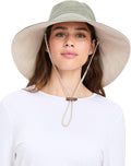 Ultra-Wide Cotton Linen Sun Hat UPF 50+ - Packable Ponytail Hat