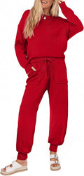 Ekouaer Women's 2 Piece Knit Lounge Set - Soft Long Sleeve Sweatsuit