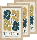 11x17 Oak Poster Frame 3 Pack with HD Glass - Natural Solid Wood