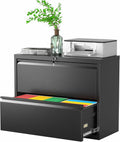 Pataku Lateral File Cabinet, 2 Drawer File Cabinet with Lock - Durable