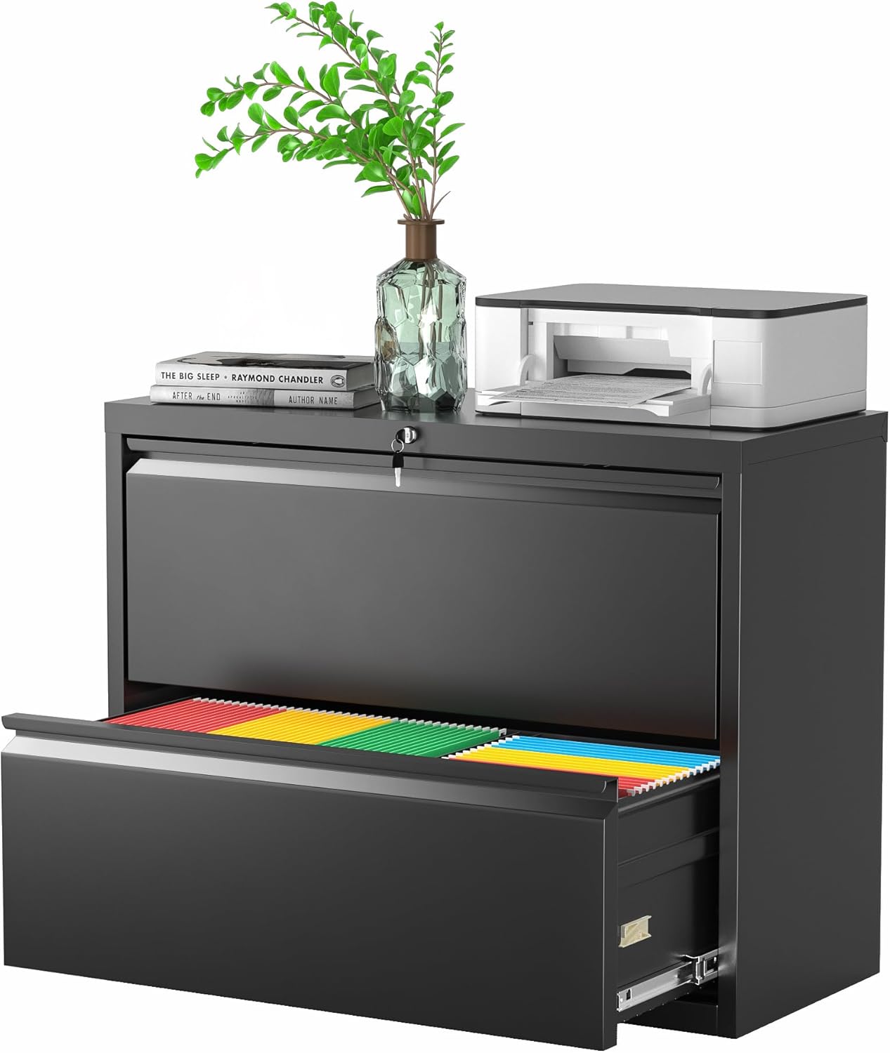 Pataku Lateral File Cabinet: Durable 2 Drawer Metal Storage