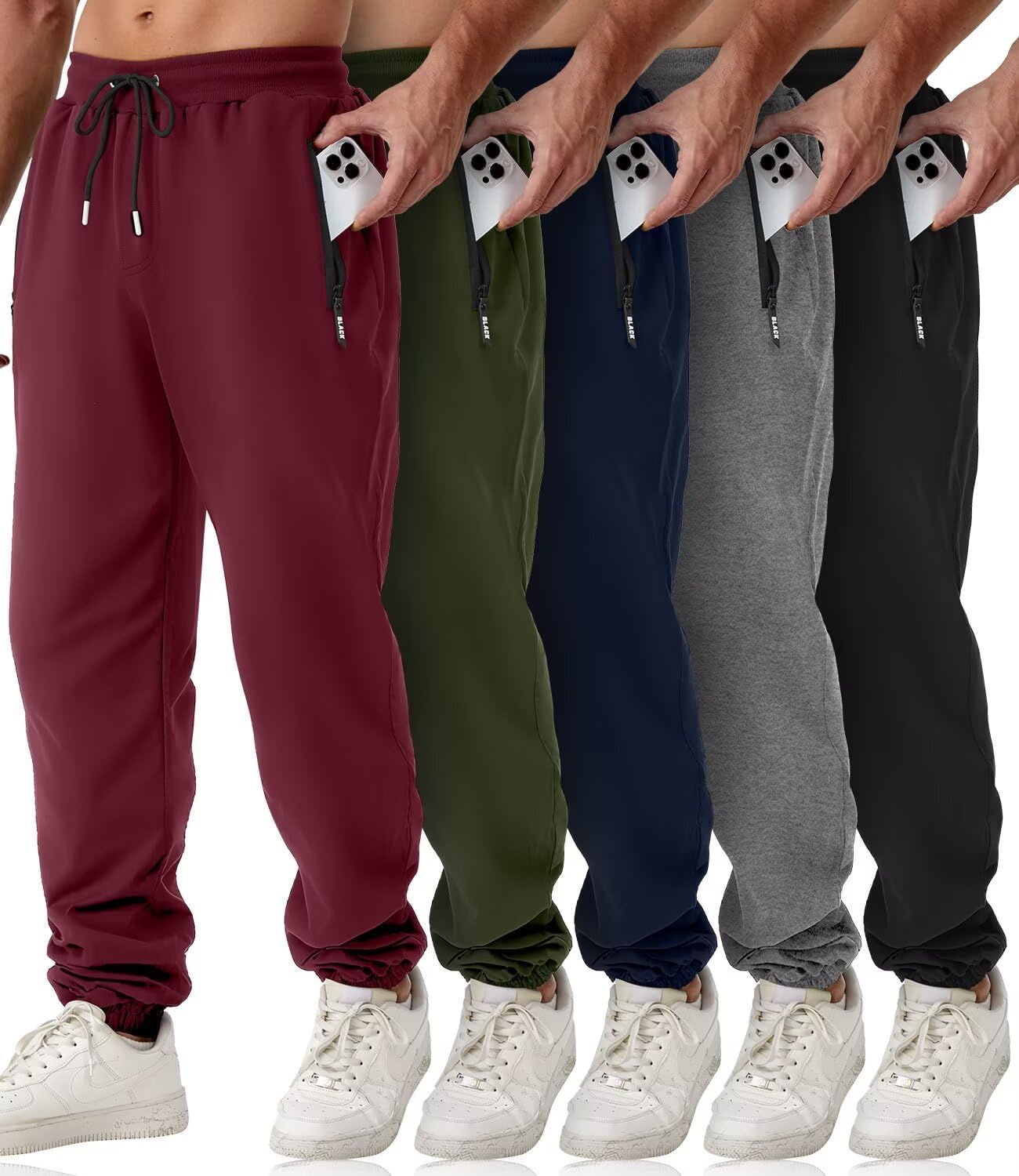 Mens Sweatpants with Zipper Pockets for Athletic Comfort