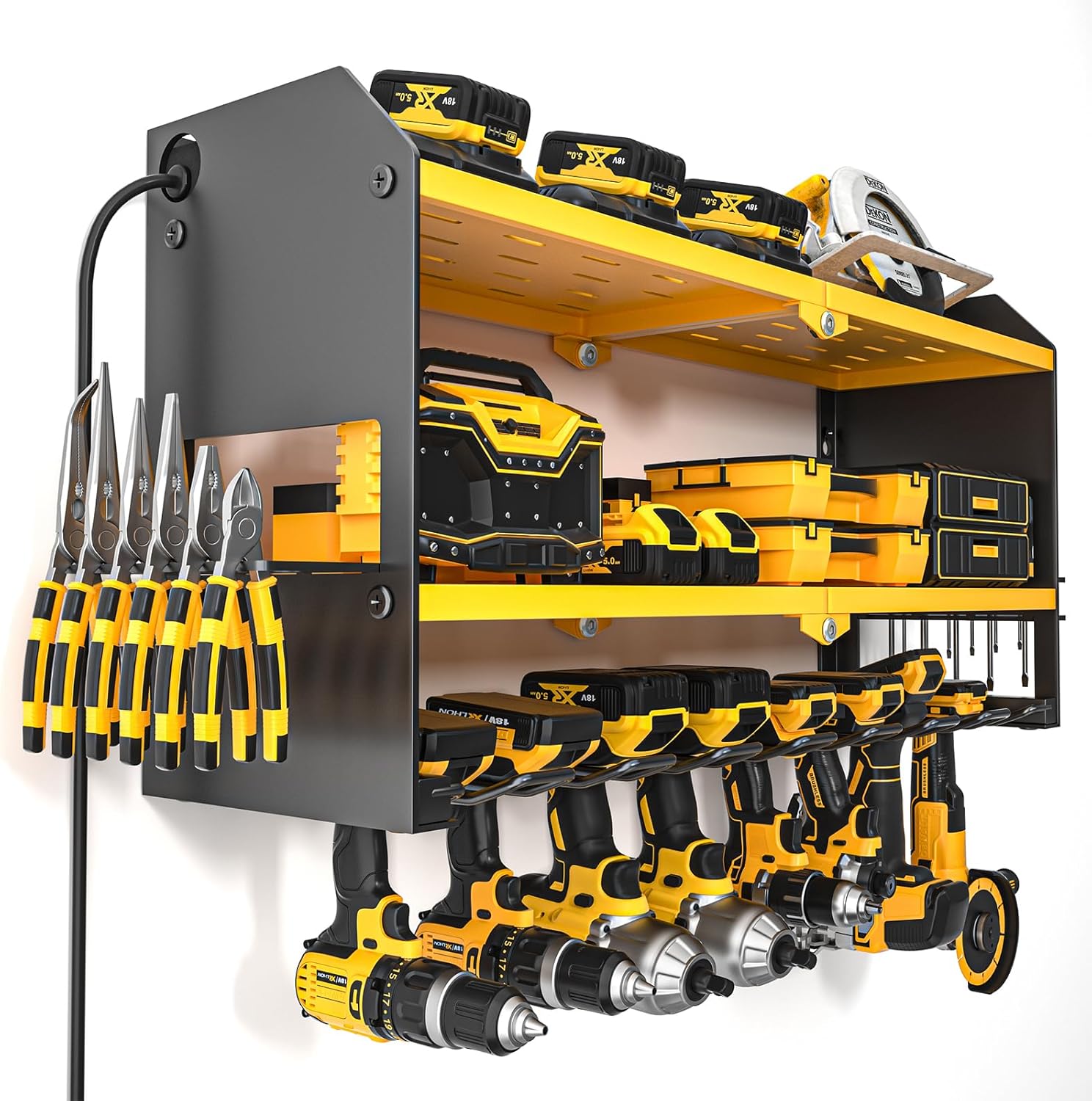 Garage Tool Organizer with Power Strip - Efficient Storage