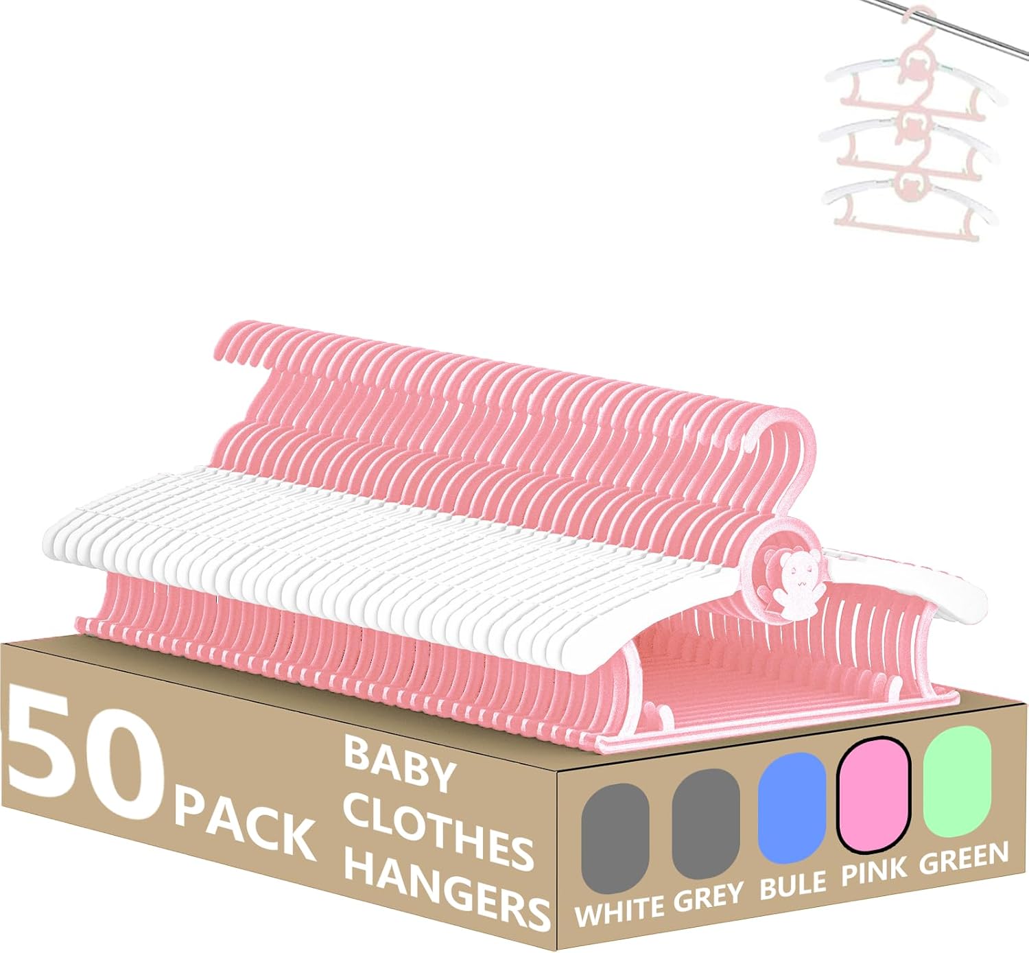 HGYZE Kid Hangers for Closet - Adjustable Pink Baby Hangers