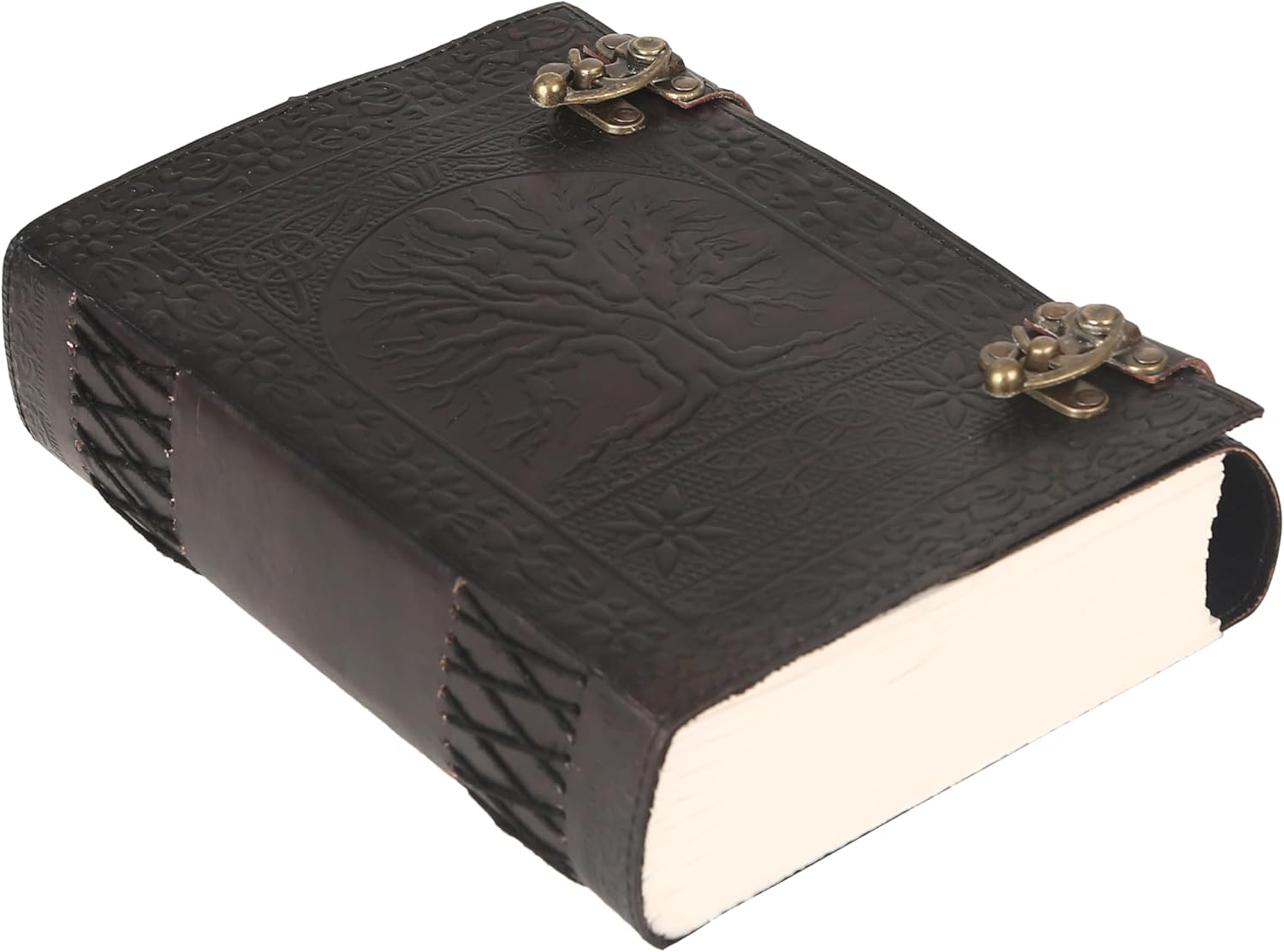 Handmade Leather Journal with Embossed Tree of Life Design