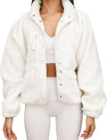 Womens Sherpa Fleece Lapel Jacket - Oversized Cozy Teddy Coat