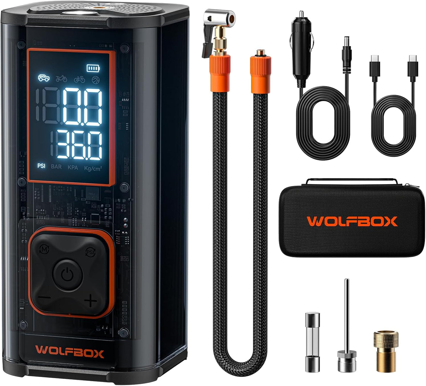 Powerful WOLFBOX Tire Inflator: Fast & Portable