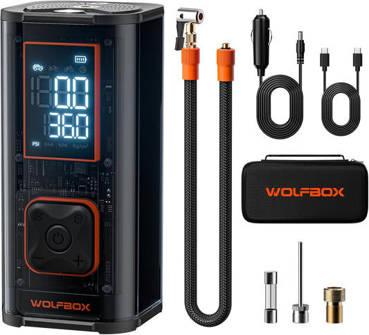 Powerful WOLFBOX Tire Inflator: Fast & Portable