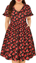 Plus Size Dresses for Curvy Women V Neck Short Sleeve - XL to 5XL