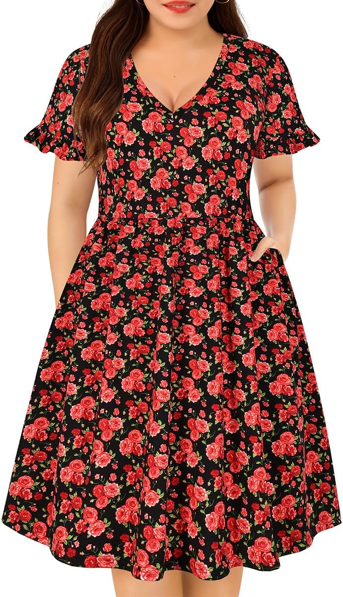 RITERA Plus Size Dresses for Curvy Women with Pockets