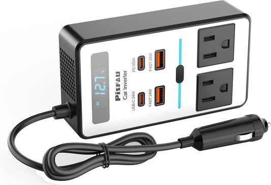 200W Car Power Inverter DC 12V to 110V AC with USB Ports