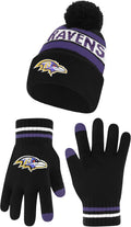 Ultra Game Youth NFL Super Soft Winter Beanie and Gloves - Warm Fan