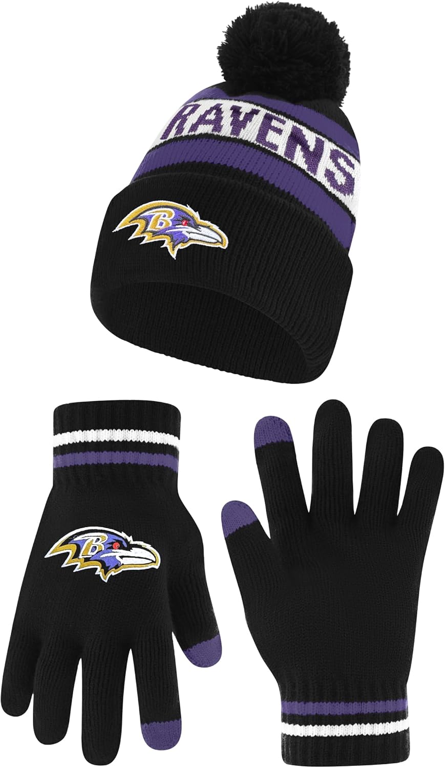 Ultra Game Youth NFL Beanie and Touch Screen Gloves Set