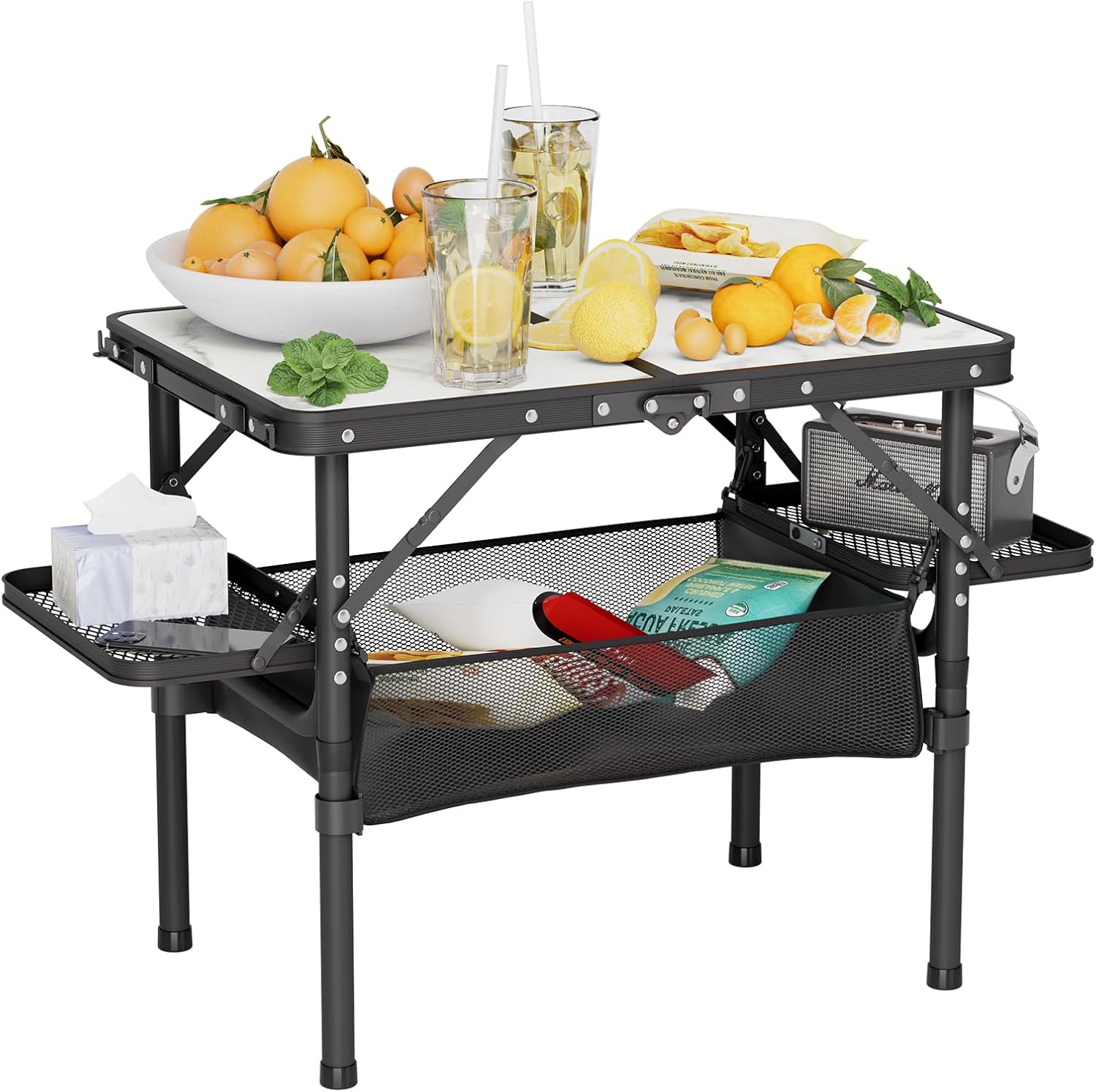 Titanker Small Camp Table: Portable Folding Table with Storage