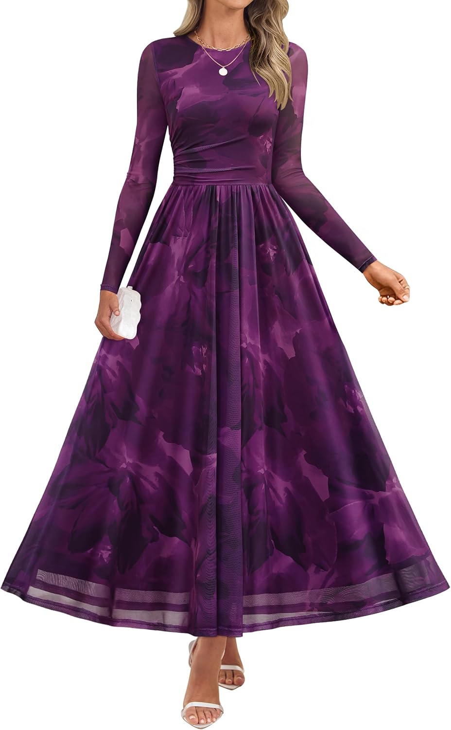 ZESICA Women's Floral Print Maxi Dress for Fall 2025 Events