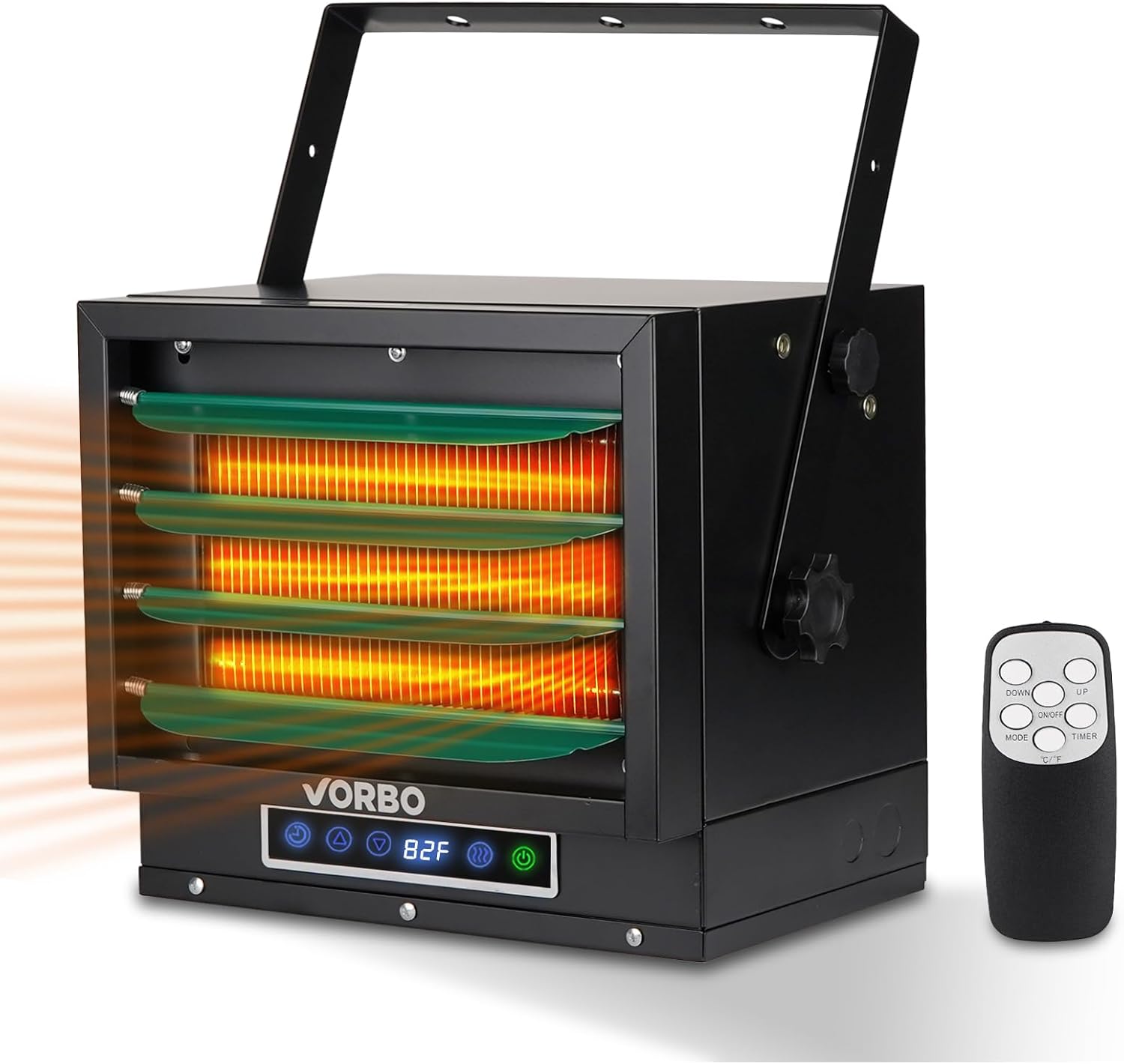 Powerful 7500W Garage Heater - 3 Heating Levels, Timer, Ceiling Mount - VORBO