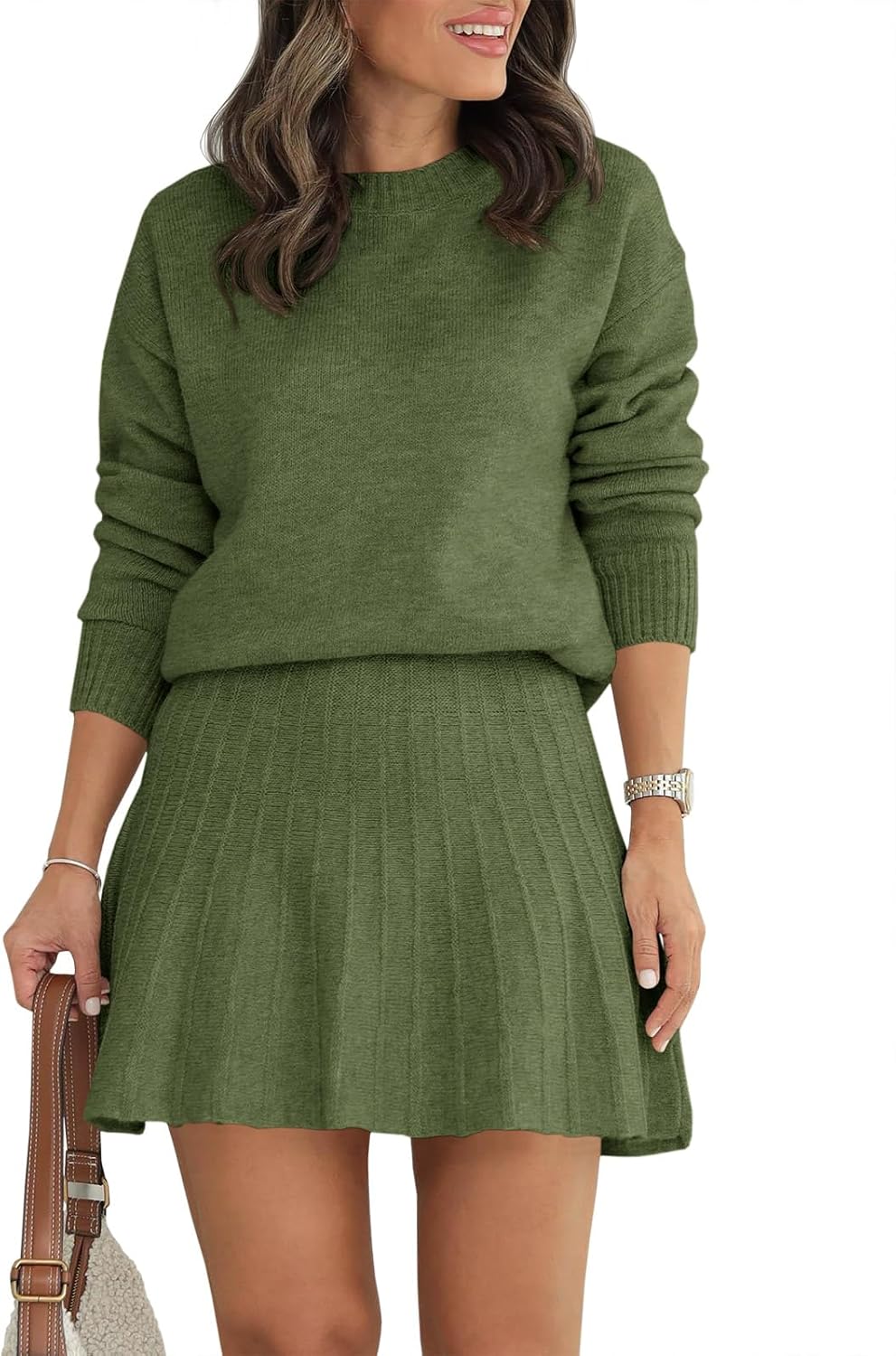 Tankaneo Womens Skirt 2 Piece Sweater Set for Stylish Comfort