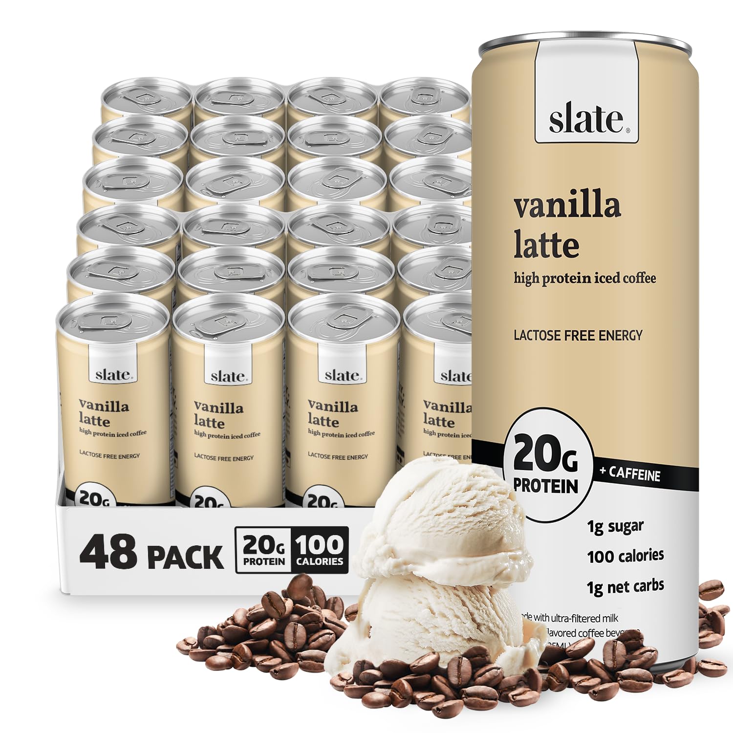 Slate High Protein Iced Coffee Vanilla Latte - 20g Protein Boost