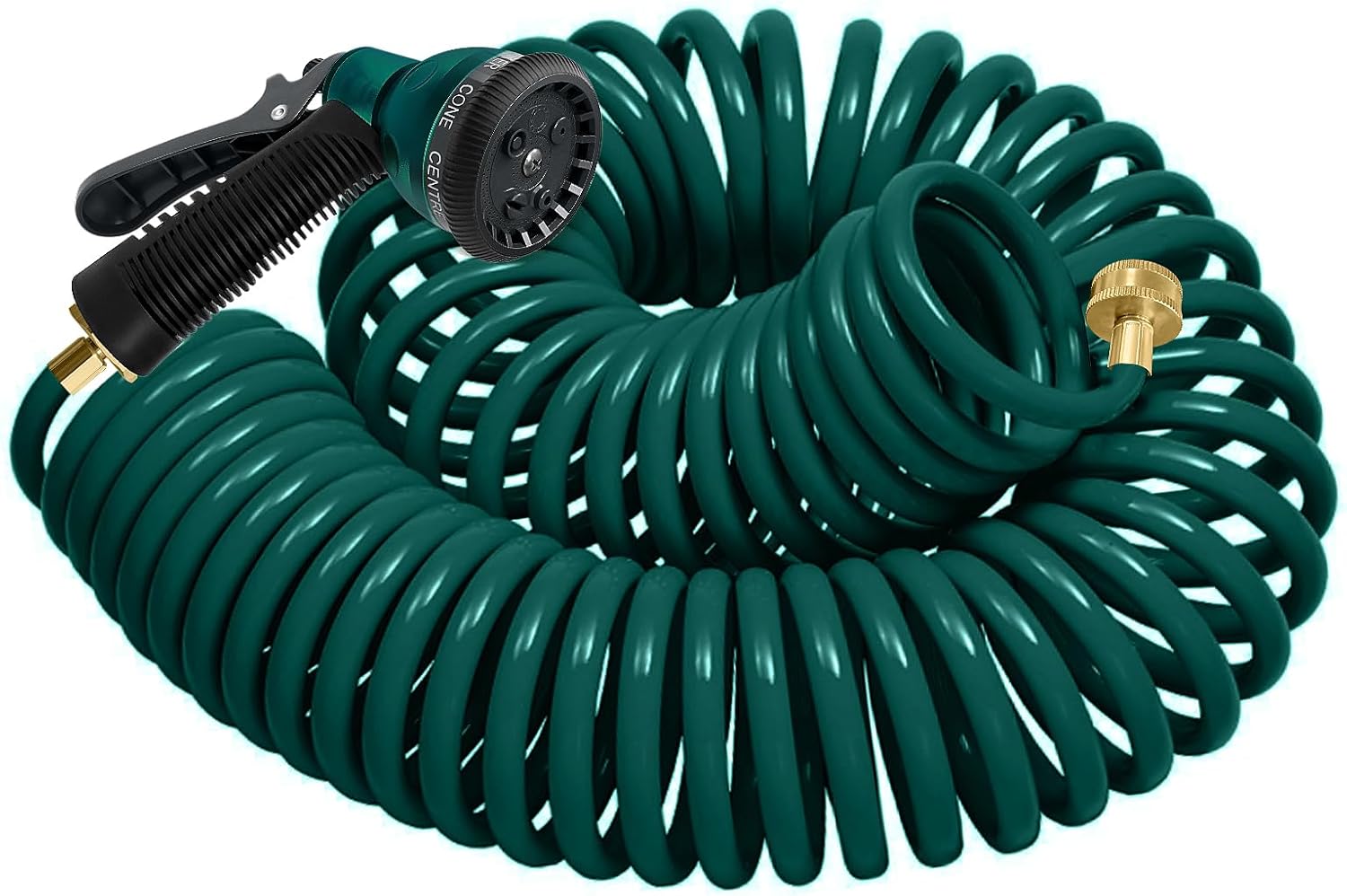 75FT Coil Hose with 7 Patterns Spray Nozzle for Easy Watering