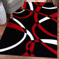 2305 Geometric Abstract Red Black 8x10 Area Rug - Bold Living Room