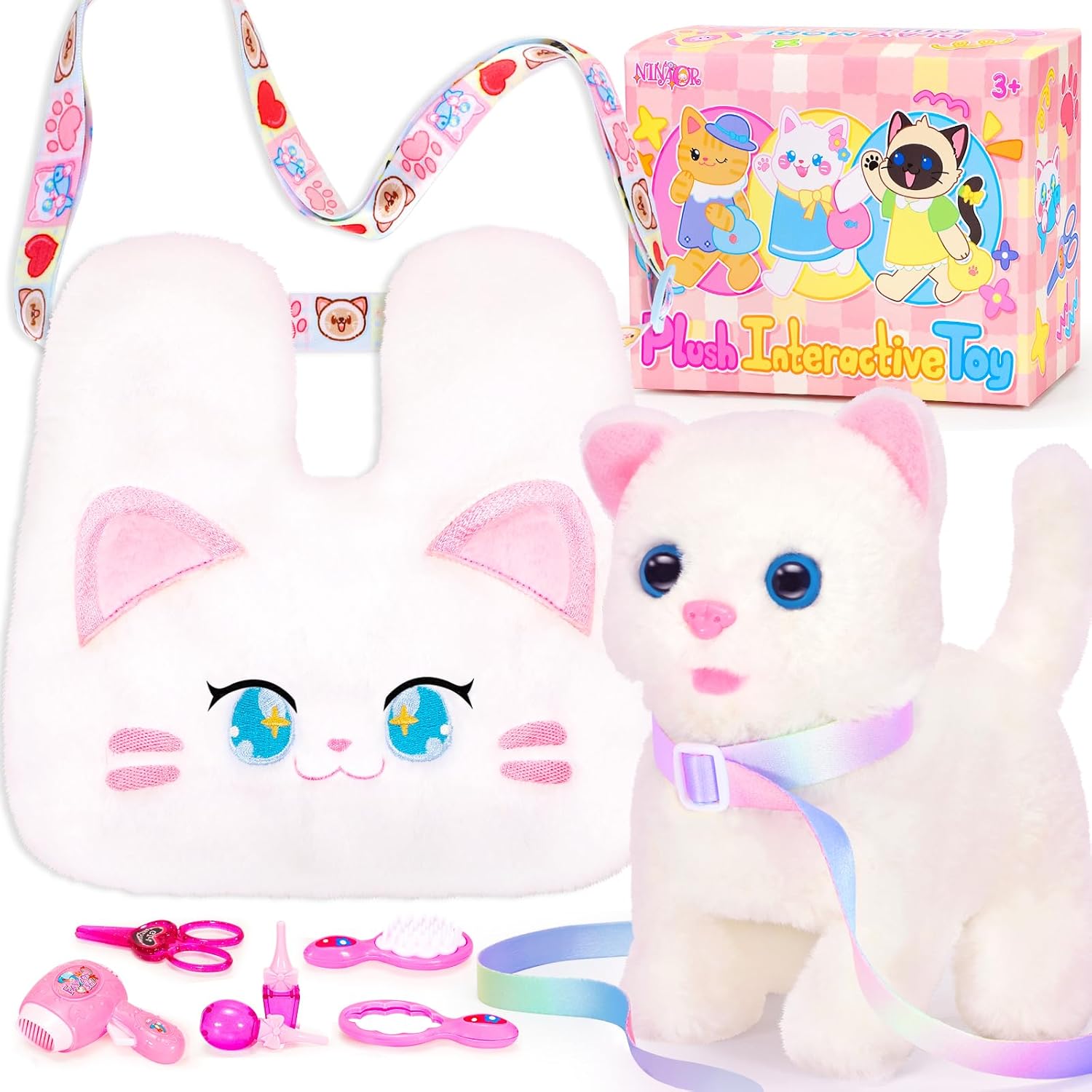 NINAOR Interactive Cat Toy Set - Walk Meow Pretend Play