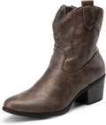 Women's Western Embroidered Ankle Boots - Low Chunky Heel Comfortable