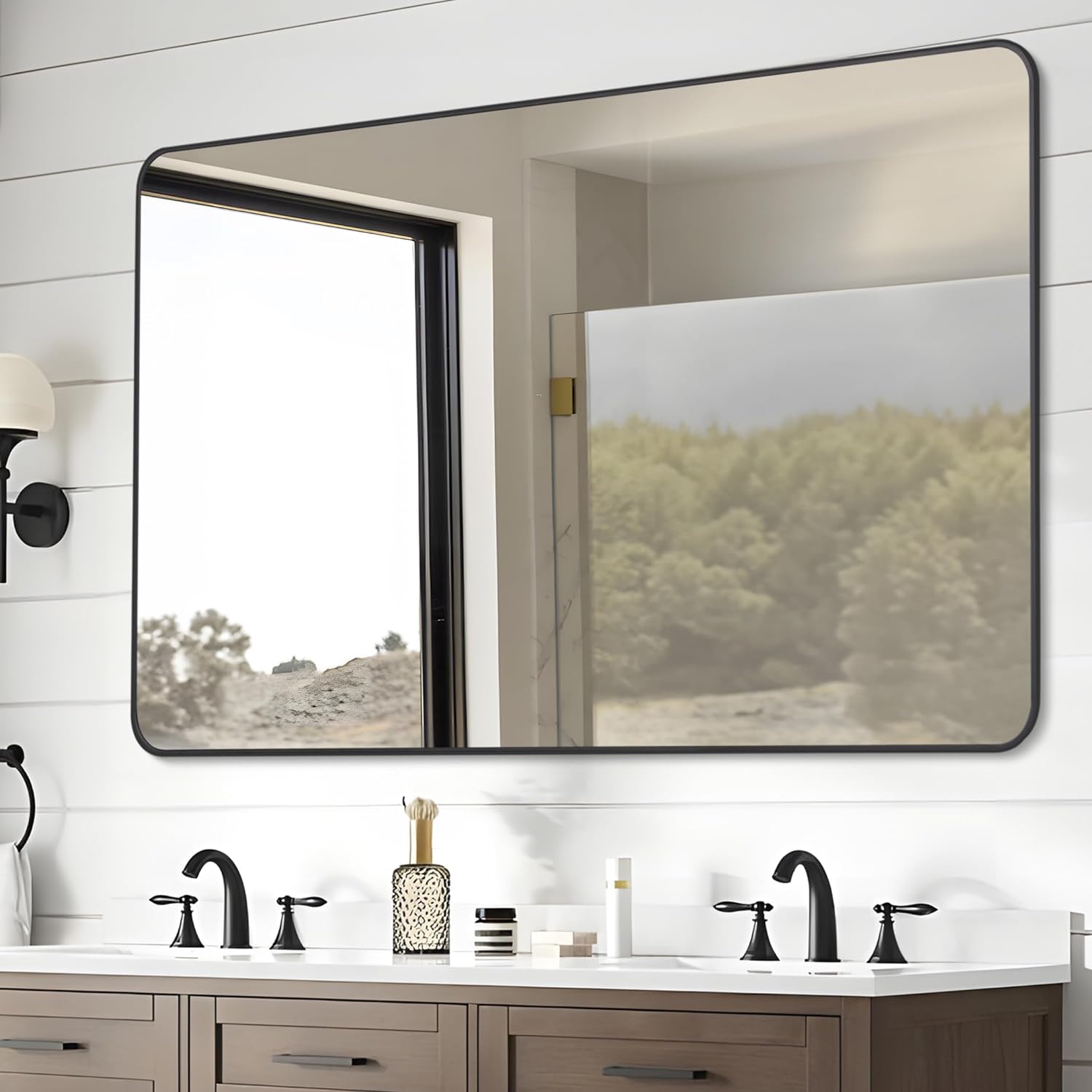 DESBING 30in x 48in Bathroom Mirror - Matte Black Frame