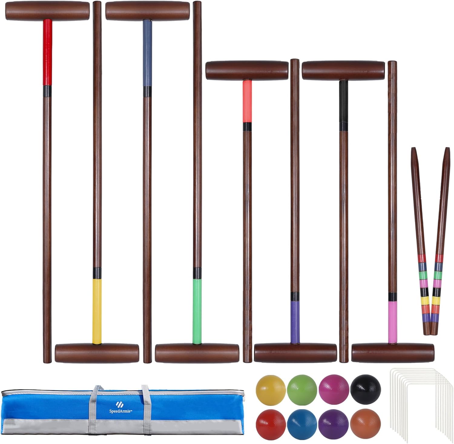 8 Players Croquet Set with 32In Mallets for Family Fun