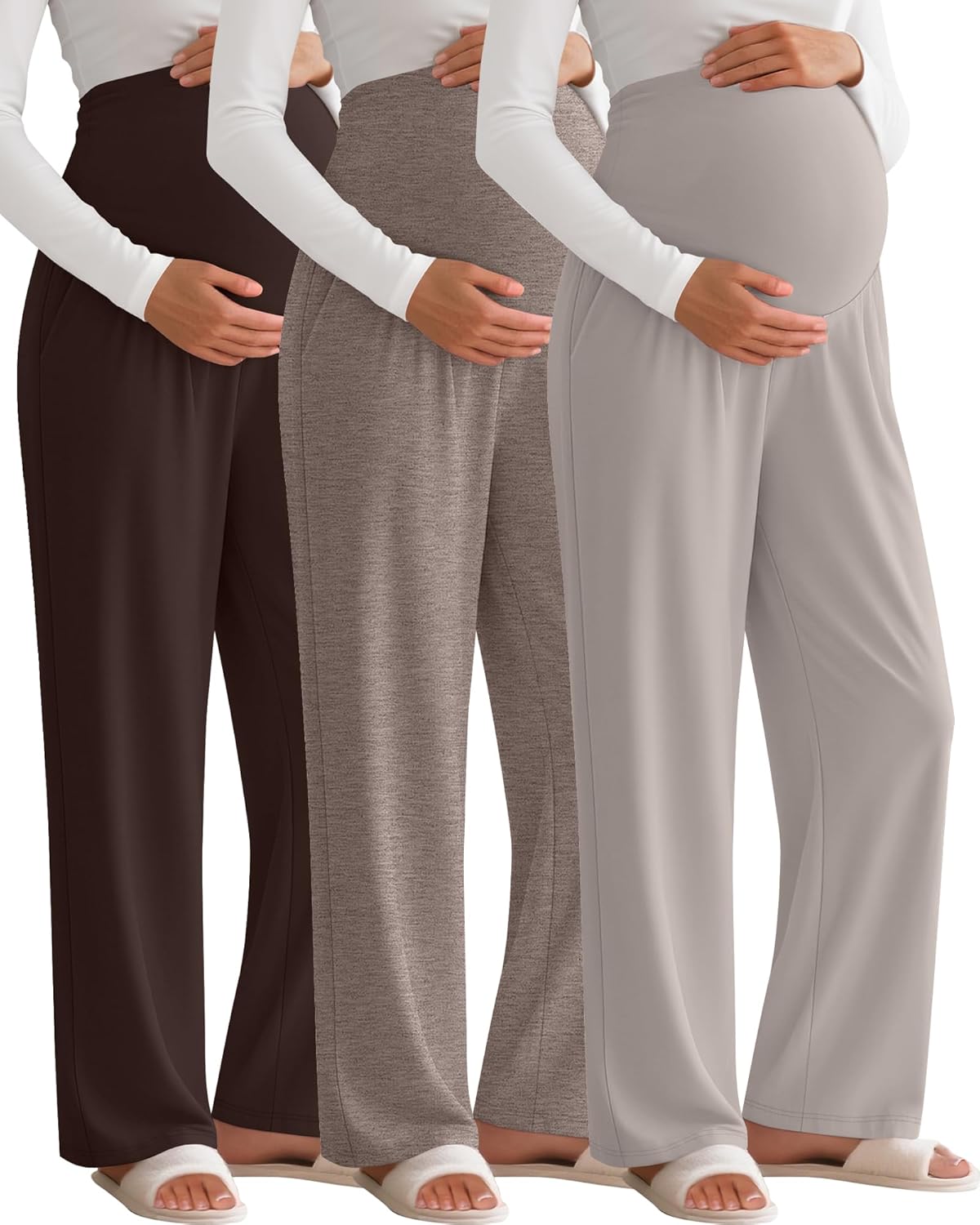 3 Pack Women's Maternity Pants Over The Belly Stretchy Lounge