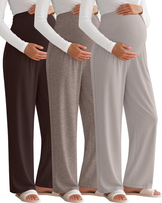 3 Pack Women's Maternity Pants Over The Belly Stretchy Lounge