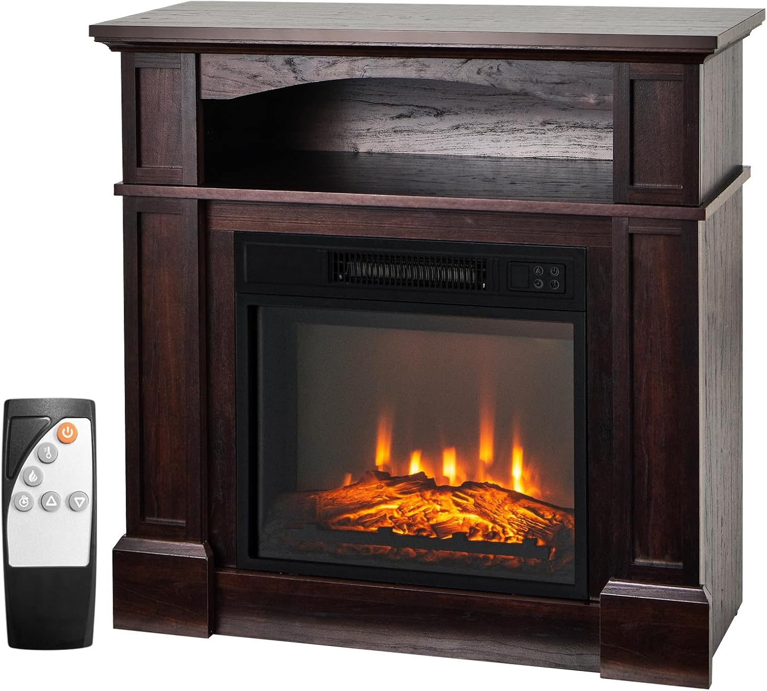 COSTWAY 32 Electric Fireplace: Cozy Heat & Remote Control
