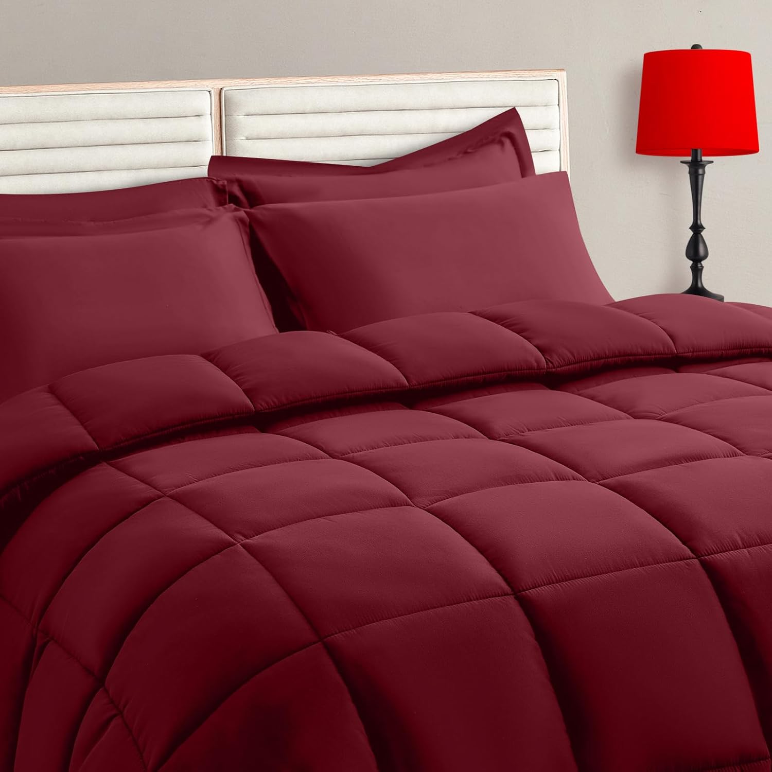 Burgundy Full Size Comforter Set - 7 Pieces Bed in a Bag