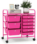 LDAILY 9 Drawer Rolling Storage Cart - Compact Mobile Organizer