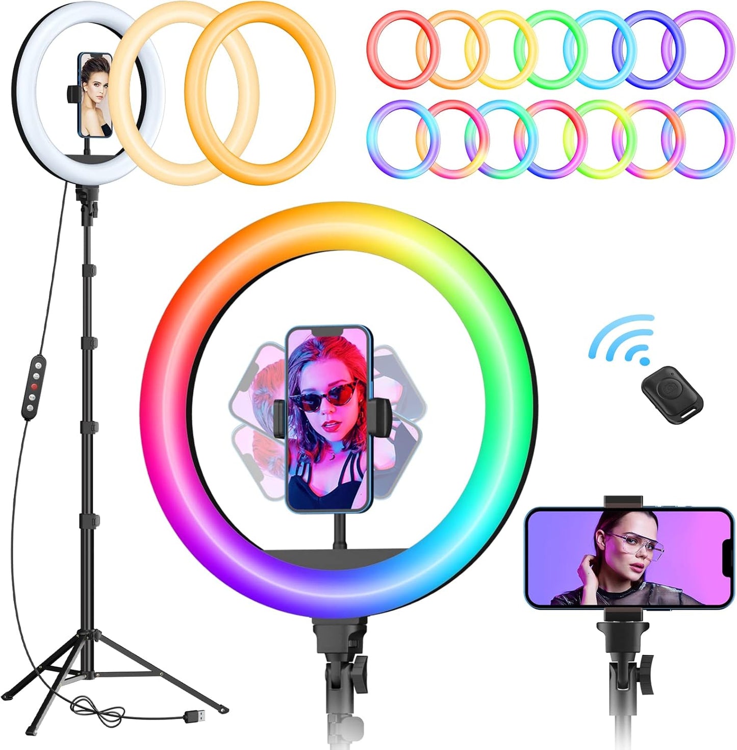 TODI 12 RGB Ring Light with 63 Tripod Stand for Selfies