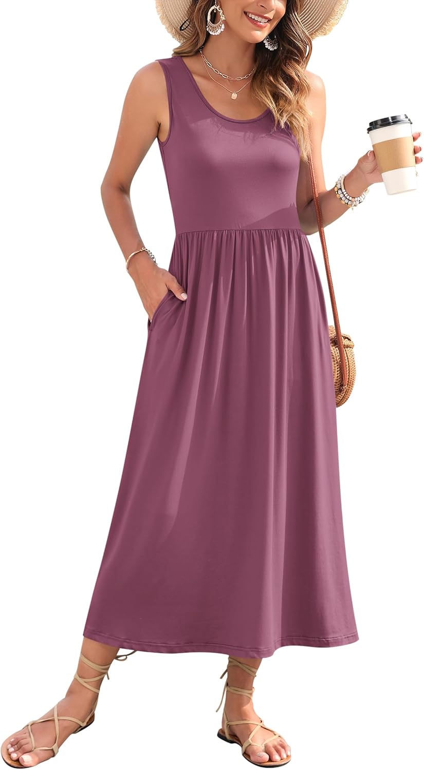 WNEEDU Women's Summer Maxi Dress for Beach and Vacation Fun