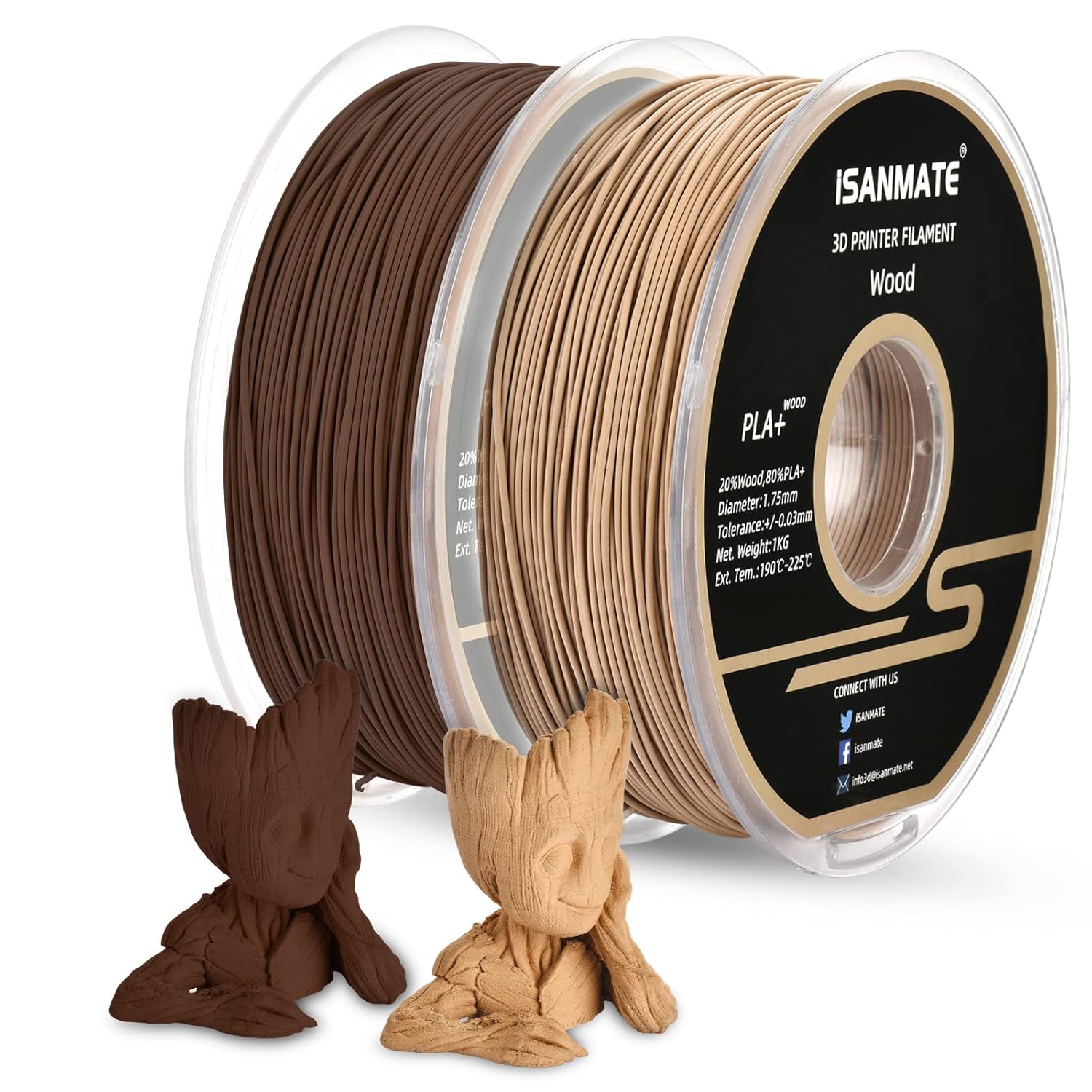 iSANMATE 3D Printer Filament Bundle for Wood-Like Prints