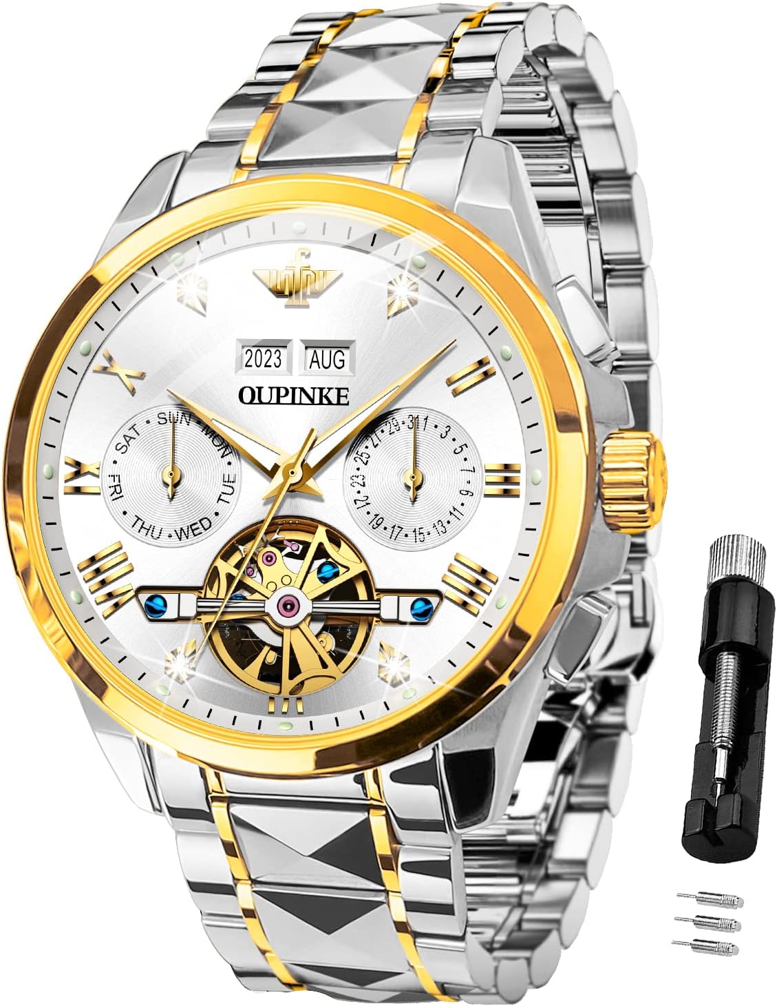 Diamond Skeleton Automatic Watch: Luxury & Waterproof