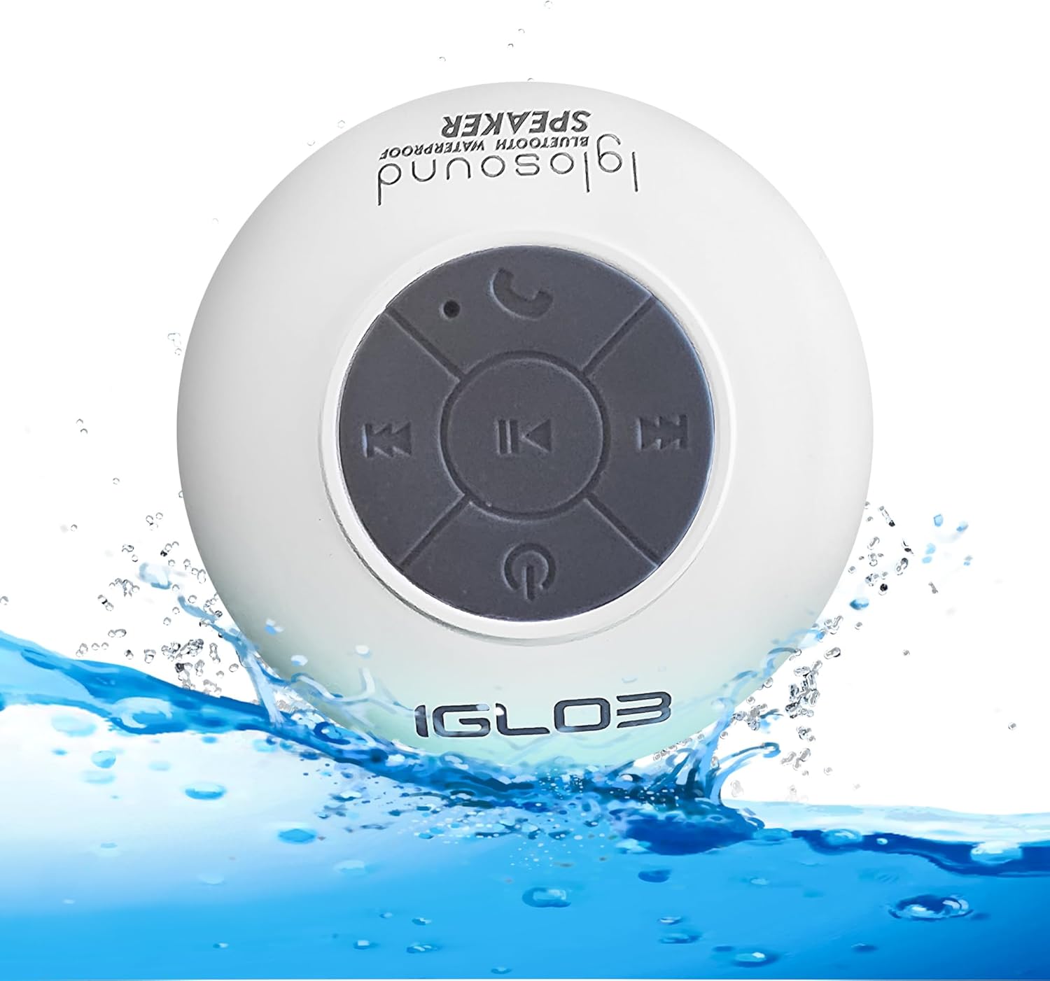 IgloSound HD Bluetooth Shower Speaker - Water Resistant - Voice Control - 6hrs Playtime - White