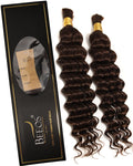 Human Boho Hair for Braiding #4 Chocolate Brown Deep Wave - 16in Curly