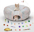 Mesh Cat Tunnel Bed with 20 Cat Toys - Collapsible Play Tunnel