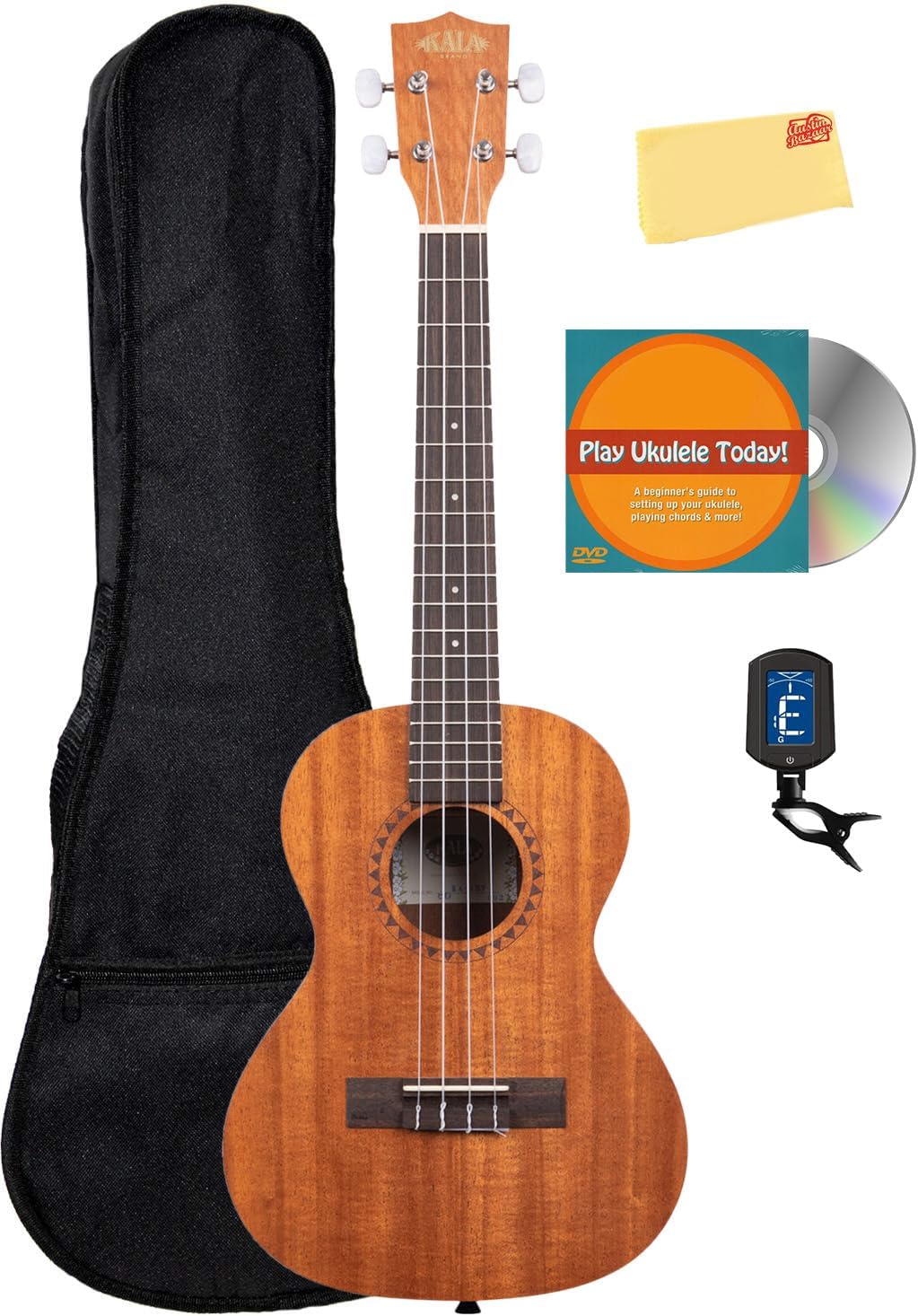 Kala KA-15T Satin Mahogany Tenor Ukulele Bundle for Musicians