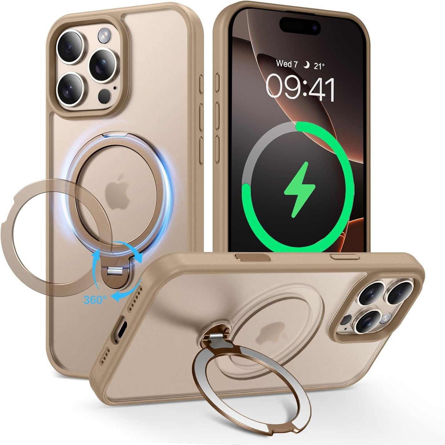iPhone 16 Pro Max Case with 360 Spin Magnetic Stand and More