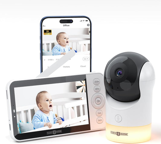 PARIS RHNE 2K WiFi Baby Monitor: AI Tracking, Night Vision, Smart Alerts